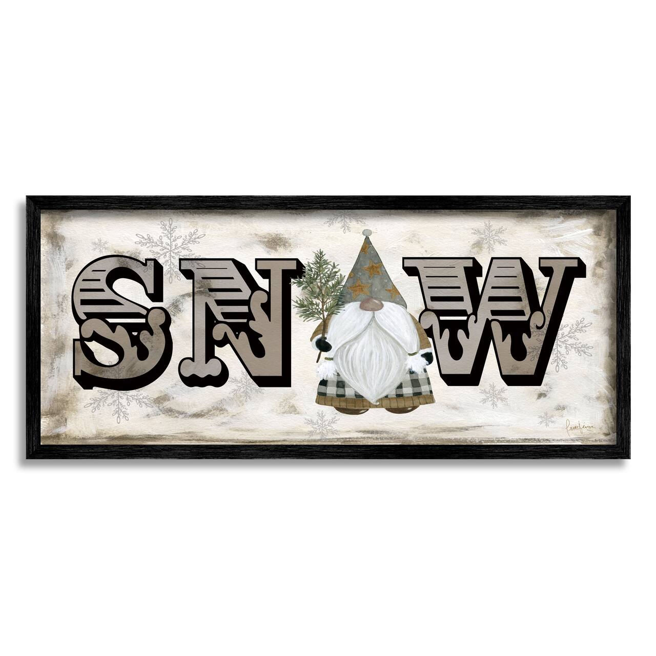 Stupell Industries Winter Snow Holiday Gnome Framed Giclee Art